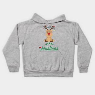 Cute Rudolph The Red Nose Reindeer - Merry Christmas Kids Hoodie